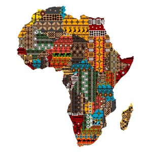 11590463 - africa map with countries made of ethnic textures