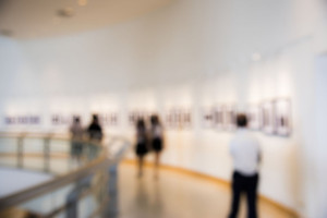People enjoying an art exhibition